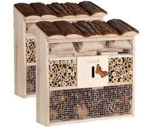 CADOCA® 2X Hotel de Insectos de Madera 31x31cm Observatorio de Insectos Casa Natural Nido para Colgar Abejas Jardín