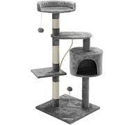 Cadoca Árbol rascador para Gatos Torre árbol para Escalar Altura 112cm 1 Cueva 2 Pelotas Gris