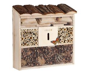 CADOCA® Hotel para Insectos de Madera Exterior para anidar e invernar 31x31cm Casa Natural Protección
