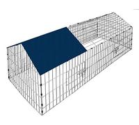 CADOCA® Jaula para Conejos Recinto Animales Pequeños 180x175cm Corral de Acero 2 Puertas Parasol Azul Desmontable