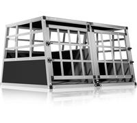 CADOCA® Transportín Mascotas Aluminio Pared Divisoria Puerta Cerradura Transporte Viaje Perros 89x70x51cm