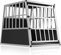CADOCA® Transportín Mascotas Aluminio Pared Divisoria Puerta Cerradura Transporte Viaje Perros 90x66x72cm