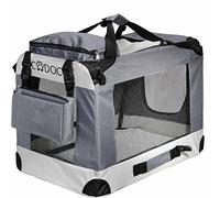 CADOCA® Transportín Mascotas Plegable con Alfombrilla Suave y Tazón Talla XXL 90x60x66cm Bolsa Viajes Transportadora Perros Gatos Gris