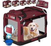 CADOCAŽ Transportín Mascotas Plegable con Alfombrilla Suave y Tazón Talla L 70x52x50cm Bolsa Viajes Transportadora Perros Gatos Rojo