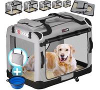 CADOCAŽ Transportín Mascotas Plegable con Alfombrilla Suave y Tazón Talla M 60x42x44cm Bolsa Viajes Transportadora Perros Gatos Gris