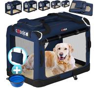 CADOCAŽ Transportín Mascotas Plegable con Alfombrilla Suave y Tazón Talla XL 82x56x58cm Bolsa Viajes Transportadora Perros Gatos Azúl