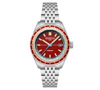 Cadola Reloj automático Ahrens de 42 mm para hombre con pulsera de acero inoxidable sólido CD-1061, Bola de fuego roja