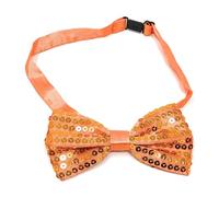 Cadoline Pajarita de poliéster con lentejuelas naranjas para hombre, 22 x 6 cm