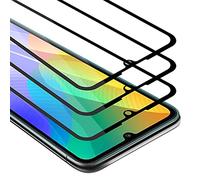 Cadorabo 3x Vidrio templado cobertura completa compatible con Huawei Y6P en TRANSPARENTE con NEGRO - Paquete de 3 Vidrio protector de pantalla en dureza 9H con compatibilidad touch 3D