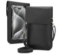 Cadorabo bandolera para móvil compatible con Xiaomi Redmi 13C 4G / Poco C65 bolso pequeño con compartimento para móvil y mirilla, bandolera mini para móvil Redmi 13C 4G, 2 compartimentos, señora,NEGRO