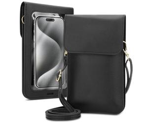 Cadorabo bandolera para móvil compatible con Xiaomi Redmi 13C 4G / Poco C65 bolso pequeño con compartimento para móvil y mirilla, bandolera mini para móvil Redmi 13C 4G, 2 compartimentos, señora,NEGRO