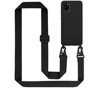 Cadorabo Cadena de teléfono móvil Compatible con Samsung Galaxy A31 en Liquid Negro - Funda Protectora de Silicona con Correa de cordón Ajustable en Longitud