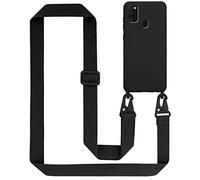 Cadorabo Cadena de teléfono móvil Compatible con Samsung Galaxy M21 / M30s en Liquid Negro - Funda Protectora de Silicona con Correa de cordón Ajustable en Longitud