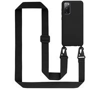 Cadorabo Cadena de teléfono móvil Compatible con Samsung Galaxy S20 FE en Liquid Negro - Funda Protectora de Silicona con Correa de cordón Ajustable en Longitud