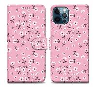 Cadorabo Estuche Compatible con Apple iPhone 13 Pro - Diseño Lluvia de Flores No. 6 - Funda Protectora con Cierre magnético, función Atril y Ranura para Tarjetas
