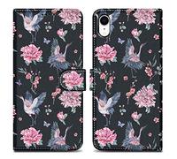 Cadorabo Estuche Compatible con Apple iPhone XR - Diseño Grúa & Flores No. 9 - Funda Protectora con Cierre magnético, función Atril y Ranura para Tarjetas