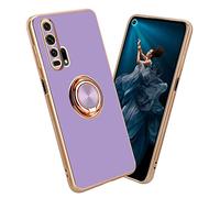Cadorabo Estuche Compatible con Honor 20 Pro en Glossy Púrpura Claro - Oro con Anillo - Funda Protectora Fabricada en Silicona TPU Flexible, con protección de cámara y Soporte magnético para el Coche