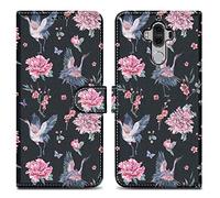Cadorabo Estuche Compatible con Huawei Mate 9 - Diseño Grúa & Flores No. 9 - Funda Protectora con Cierre magnético, función Atril y Ranura para Tarjetas