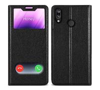 Cadorabo Estuche Compatible con Huawei P20 Lite 2018 / Nova 3E en Negro Cometa - Funda Protector con Cierre magnético, función de Soporte y 2 Ventanas de visualización