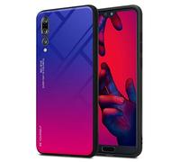 Cadorabo Estuche Compatible con Huawei P20 Pro / P20 Plus en PÚRPURA - Rojo - Funda Protectora Bicolor Fabricada en Silicona TPU y Parte Trasera de Cristal Templado