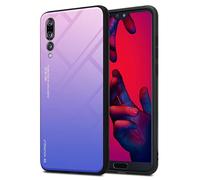 Cadorabo Estuche Compatible con Huawei P20 Pro / P20 Plus en Rosa - Azul - Funda Protectora Bicolor Fabricada en Silicona TPU y Parte Trasera de Cristal Templado