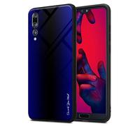 Cadorabo Estuche Compatible con Huawei P20 Pro / P20 Plus - Óptica de Rayas en COBLATO PÚRPURA - Funda Protectora de Silicona TPU y Parte Trasera de Cristal Templado