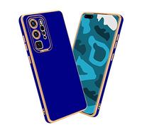 Cadorabo Estuche Compatible con Huawei P40 Pro / P40 Pro+ en Glossy Azul - Oro Rosa - Funda Protectora Fabricada en Silicona TPU Flexible y con protección de cámara