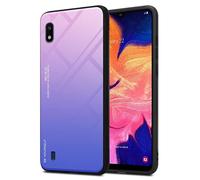Cadorabo Estuche Compatible con Samsung Galaxy A10 / M10 en Rosa - Azul - Funda Protectora Bicolor Fabricada en Silicona TPU y Parte Trasera de Cristal Templado