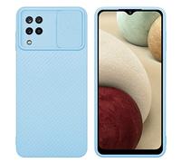 Cadorabo Estuche Compatible con Samsung Galaxy A12 / M12 en Flores Azul Claro - Funda Protectora Fabricada en Silicona TPU Flexible y con protección de cámara
