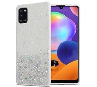 Cadorabo Estuche Compatible con Samsung Galaxy A31 en Transparente con Purpurina - Estuche Protector Hecho de Silicona TPU Flexible con Brillo Brillante