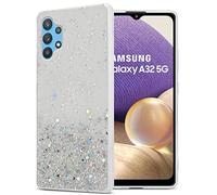 Cadorabo Estuche Compatible con Samsung Galaxy A32 5G en Transparente con Purpurina - Estuche Protector Hecho de Silicona TPU Flexible con Brillo Brillante