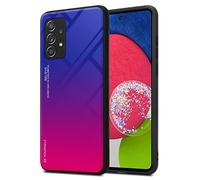 Cadorabo Estuche Compatible con Samsung Galaxy A52 (4G / 5G) / A52s en PÚRPURA - Rojo - Funda Protectora Bicolor Fabricada en Silicona TPU y Parte Trasera de Cristal Templado