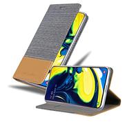 Cadorabo Estuche Compatible con Samsung Galaxy A80 / A90 4G en Gris Claro MARRÓN - Funda Protectora con Cierre magnético, función Stand y Ranura para Tarjetas