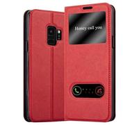 Cadorabo Estuche Compatible con Samsung Galaxy S9 en Rojo AZRAFÁN - Funda Protector con Cierre magnético, función de Soporte y 2 Ventanas de visualización