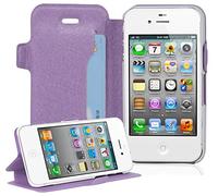 Cadorabo - Funda Book Style en Diseño Fino para Apple iPhone 4 / 4S / 4G - Etui Case Cover Carcasa Caja Protección con Tarjetero y Función de Soporte en Lila