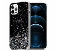 Cadorabo Funda Compatible con Apple iPhone 12/12 Pro en Negro con Purpurina - Funda Protectora de Silicona TPU con Purpurina Brillante - Ultra Slim Back Cover Case