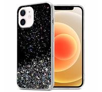 Cadorabo Funda Compatible con Apple iPhone 12 Mini en Negro con Purpurina - Funda Protectora de Silicona TPU con Purpurina Brillante - Ultra Slim Back Cover Case