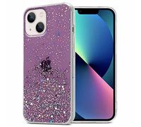 Cadorabo Funda Compatible con Apple iPhone 13 en Púrpura con Purpurina - Funda Protectora de Silicona TPU con Purpurina Brillante - Ultra Slim Back Cover Case