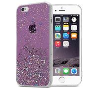 Cadorabo Funda Compatible con Apple iPhone 6 / 6S en Púrpura con Purpurina - Funda Protectora de Silicona TPU con Purpurina Brillante - Ultra Slim Back Cover Case