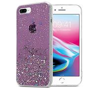 Cadorabo Funda Compatible con Apple iPhone 7 Plus / 7S Plus / 8 Plus en Púrpura con Purpurina - Funda Protectora de Silicona TPU con Purpurina Brillante - Ultra Slim Back Cover Case