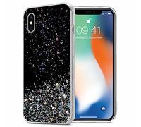 Cadorabo Funda Compatible con Apple iPhone X/XS en Negro con Purpurina - Funda Protectora de Silicona TPU con Purpurina Brillante - Ultra Slim Back Cover Case