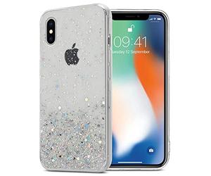 Cadorabo Funda Compatible con Apple iPhone X/XS en Transparente con Purpurina - Funda Protectora de Silicona TPU con Purpurina Brillante - Ultra Slim Back Cover Case