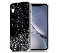 Cadorabo Funda Compatible con Apple iPhone XR en Negro con Purpurina - Funda Protectora de Silicona TPU con Purpurina Brillante - Ultra Slim Back Cover Case