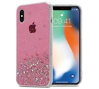 Cadorabo Funda Compatible con Apple iPhone XS MAX en Rosa con Purpurina - Funda Protectora de Silicona TPU con Purpurina Brillante - Ultra Slim Back Cover Case