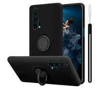 Cadorabo Funda Compatible con Honor 20 Pro en Liquid Negro - Funda para Teléfono Móvil Hecha de Silicona TPU Flexible con Anillo - Funda Trasera Ultradelgada Parachoques