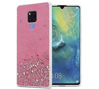 Cadorabo Funda Compatible con Huawei Mate 20 en Rosa con Purpurina - Funda Protectora de Silicona TPU con Purpurina Brillante - Ultra Slim Back Cover Case