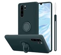 Cadorabo Funda Compatible con Huawei P30 Pro en Liquid Verde - Funda para Teléfono Móvil Hecha de Silicona TPU Flexible con Anillo - Funda Trasera Ultradelgada Parachoques