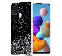 Cadorabo Funda Compatible con Samsung Galaxy A21s en Negro con Purpurina - Funda Protectora de Silicona TPU con Purpurina Brillante - Ultra Slim Back Cover Case