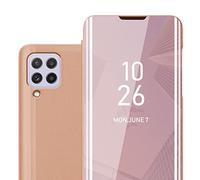 Cadorabo Funda Compatible con Samsung Galaxy A22 4G / M22 / M32 4G en KUNZIT Rosa - Funda Protectora Clear View Mirror - Funda ultradelgada Etui con función de Soporte Protección de 360 Grados