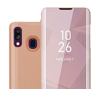 Cadorabo Funda Compatible con Samsung Galaxy A40 en KUNZIT Rosa - Funda Protectora Clear View Mirror - Funda ultradelgada Funda Etui con función de Soporte Protección de 360 Grados